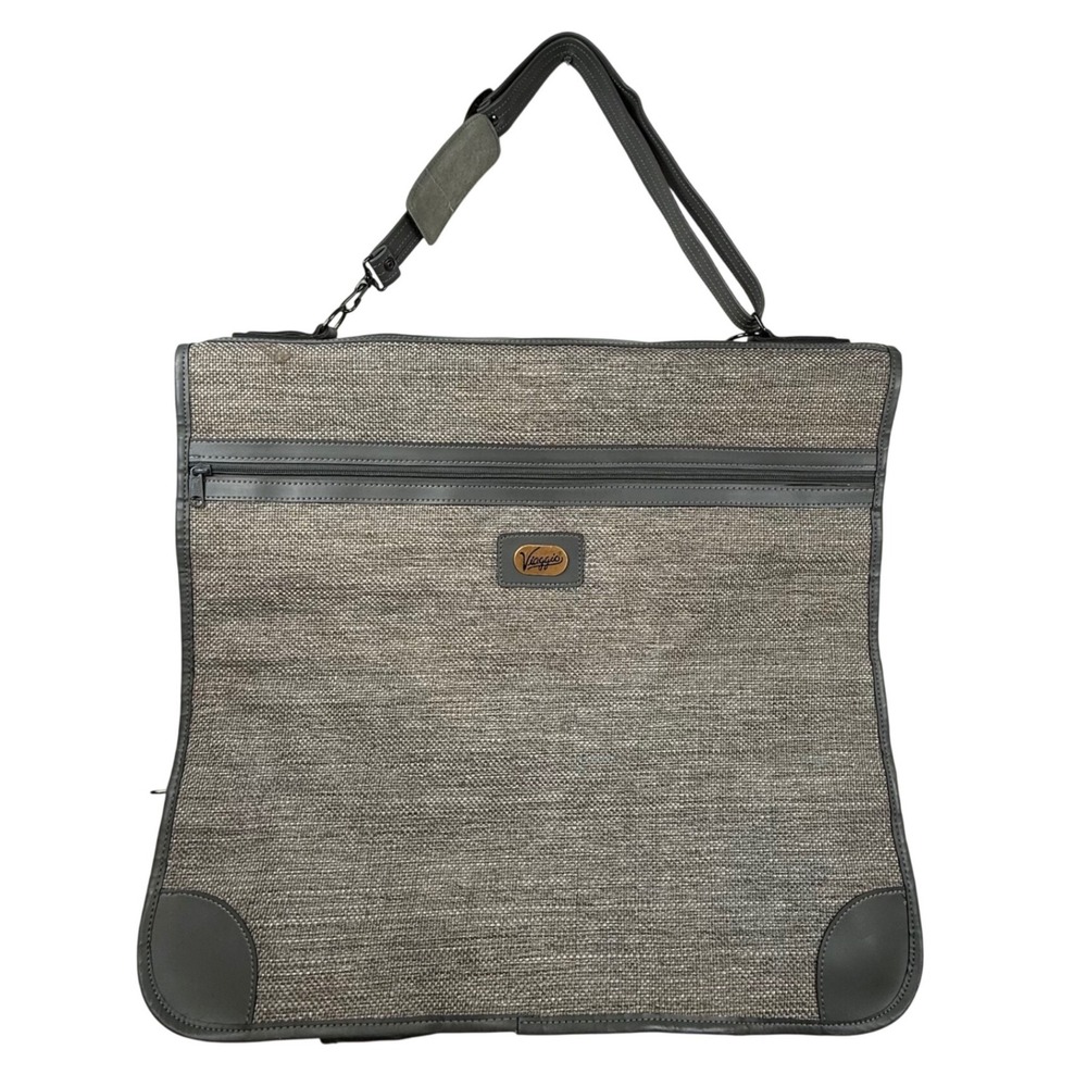 Viaggio Garment Bag Gray Tweed Travel Suit Carrier Shoulder Strap Professional